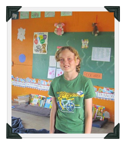 Clare in one of the classrooms