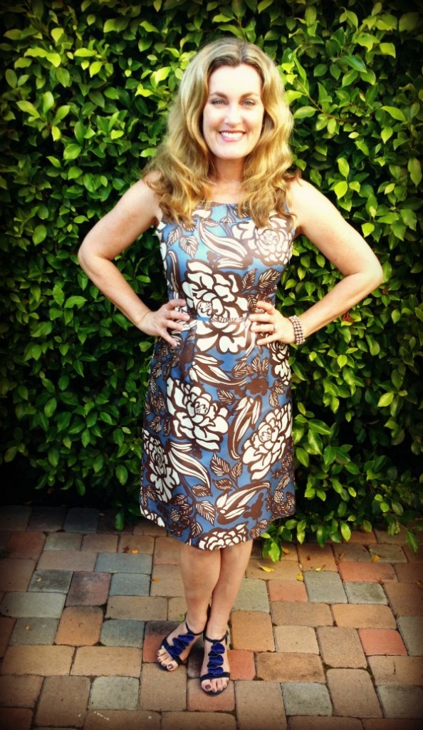 Dress #57. I wore this dress to perform in at the Expressing Motherhood show and received a lot of compliments. Having said that I won't be having any more outdoor photos taken as my head seems to get very large outside.