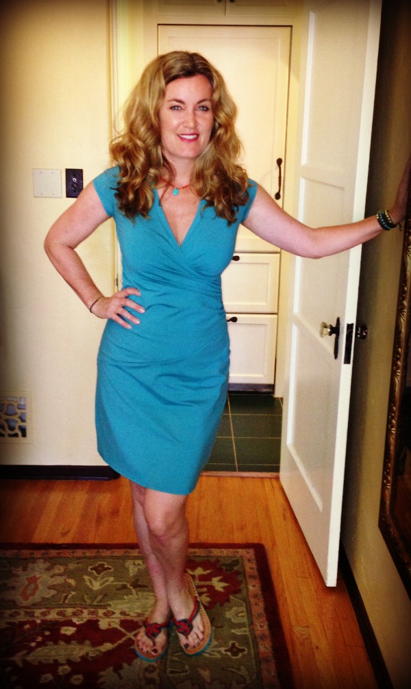 Dress #58. I always worry this Athleta dress cuts me weird across the tummy. But love the color.