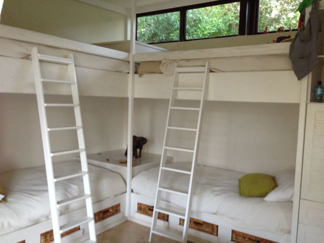 All five kids bunked together in the kids room and decorated their individual bunks with their toys and teddys from home.