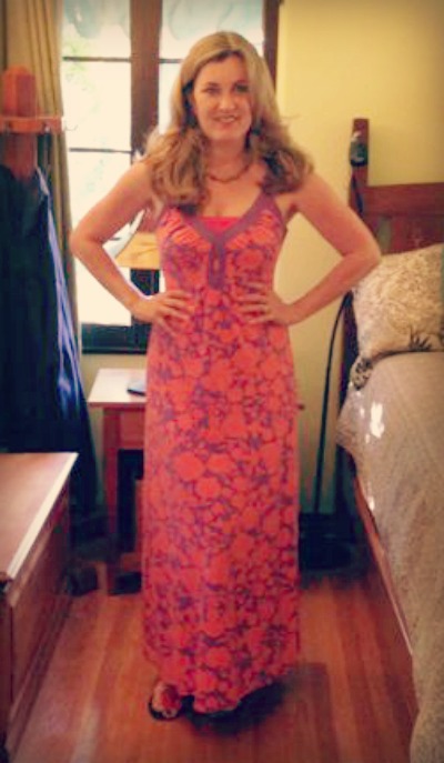 Dress #47. A summery Boden maxi. But my skin isn't really that red.